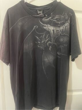Tapout Black Graphic Tee with Demon and Bat Motif, skater, older brother core